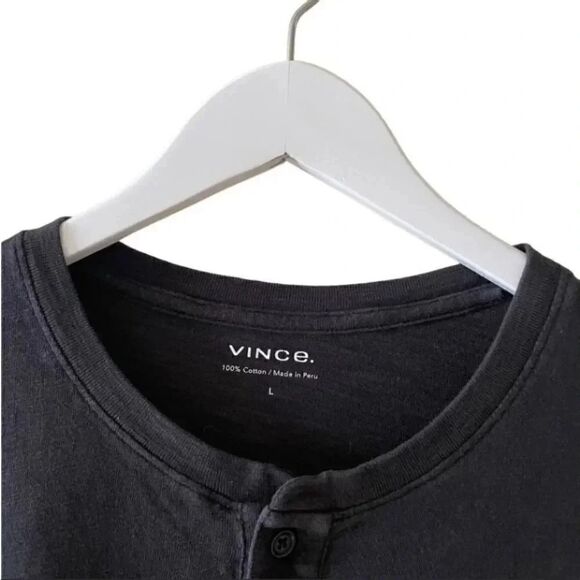 Vince Black Long Sleeves Crewneck Cotton Minimalist Essential Unisex Shirt L - Picture 3 of 9